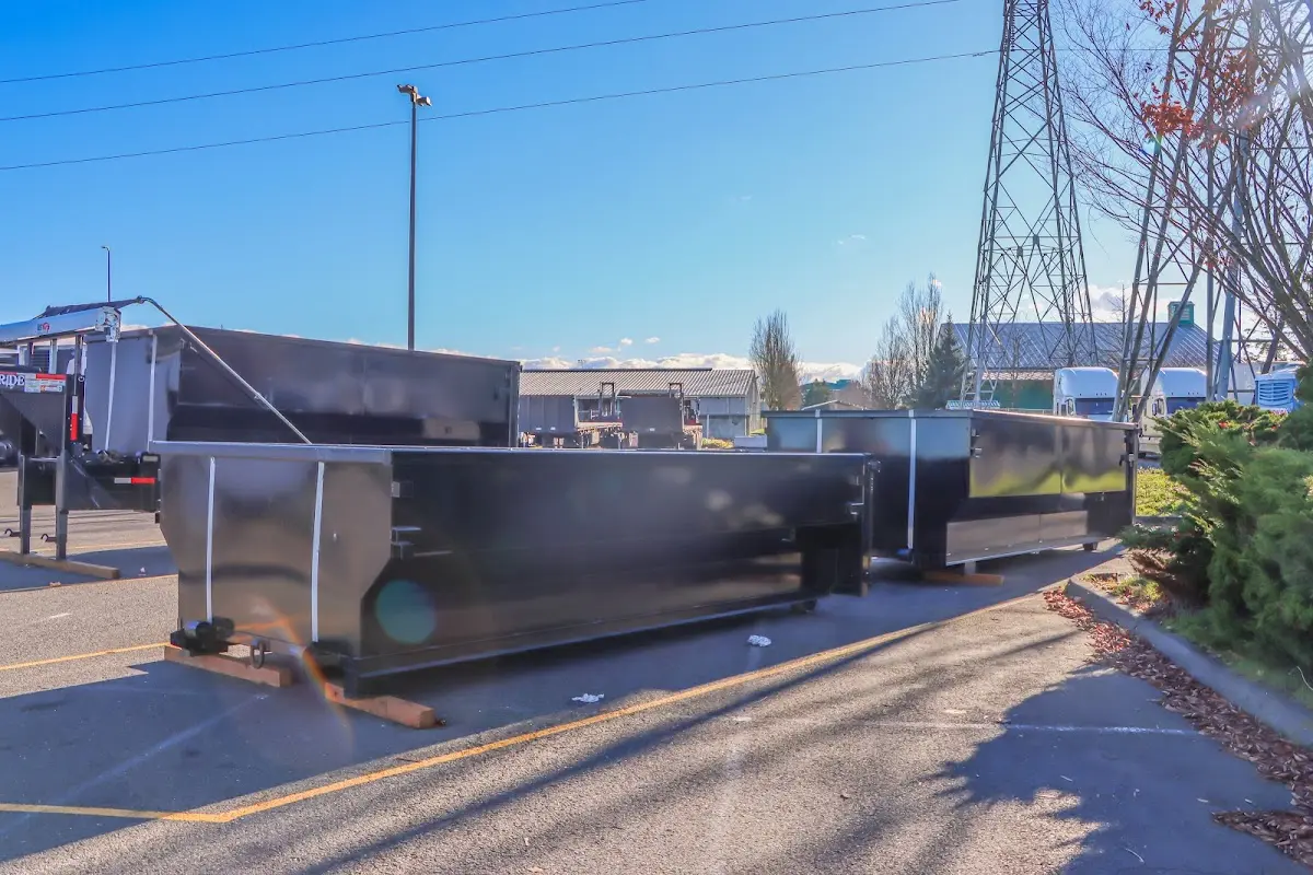Roll-off dumpster ready for waste disposal at job site for Construction Dumpster Rental in Grandview